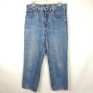 Vintage Jag Jeans Hi Rise Ankle Jean Light Medium Wash Blue Denim Relaxed Fit